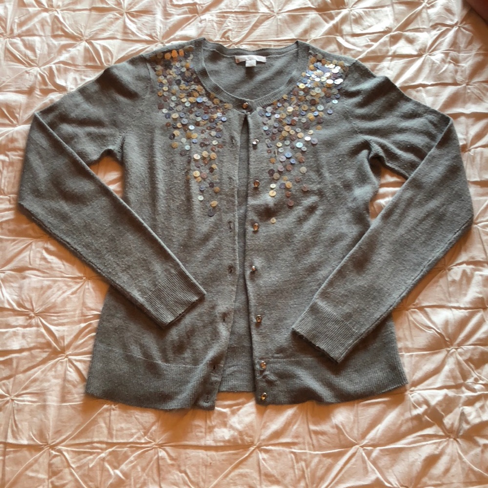 Grey Sequin Embellished Cardigan